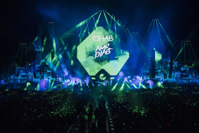 R3hab and Amr Diab during MDL Beast, a three day festival in Riyadh, Saudi Arabia, bringing together the best in music, performing arts and culture.